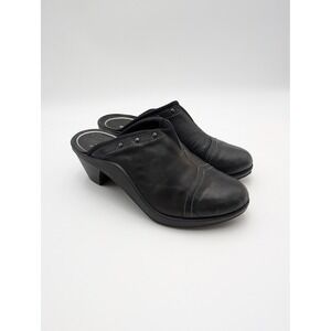 Romika Mule Shoes Womens Size 6.5 Black Leather Slip-On‎ Comfort Heel Casual